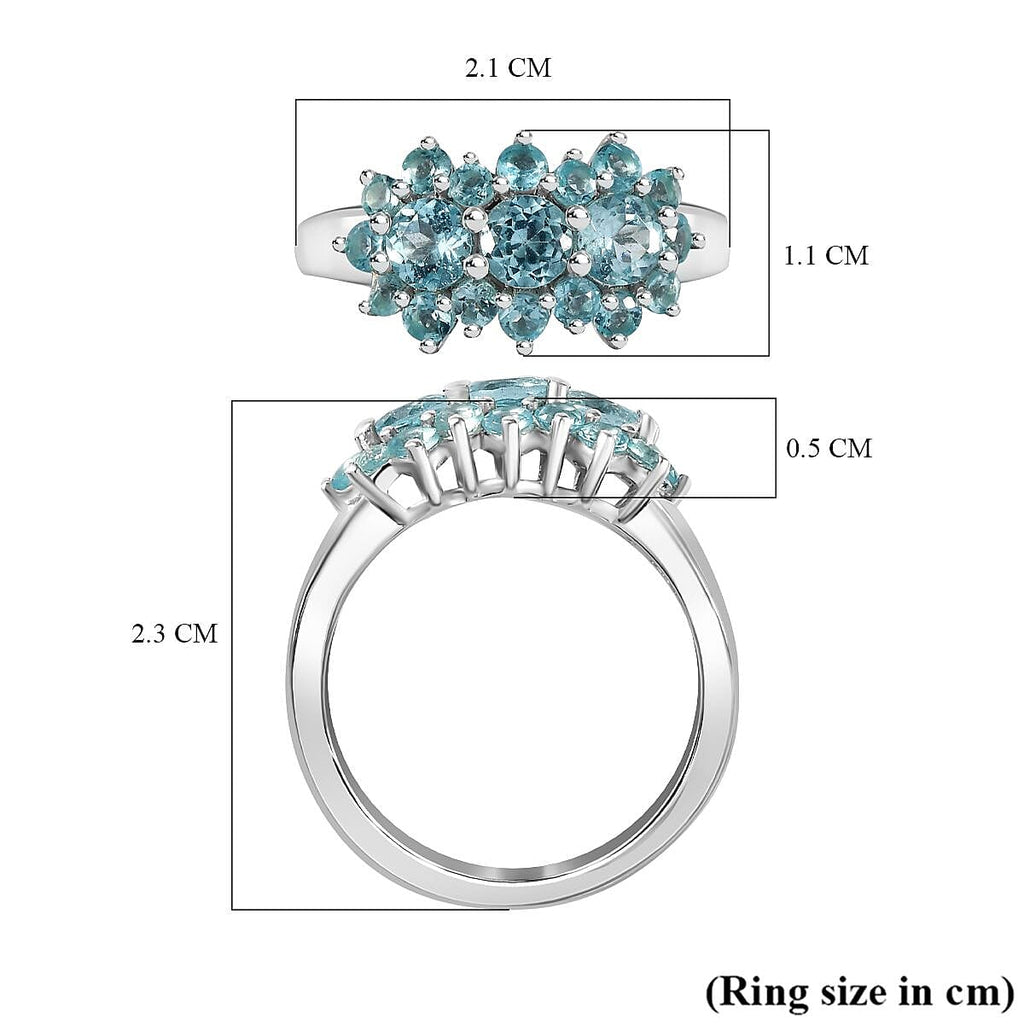 Blue Lagoon Apatite Boat Ring in Rhodium Overlay Sterling Silver 1.67 Ct
