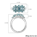 Blue Lagoon Apatite Boat Ring in Rhodium Overlay Sterling Silver 1.67 Ct