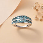 Blue Lagoon Apatite Ring in Rhodium Overlay Sterling Silver 1.916  Ct.