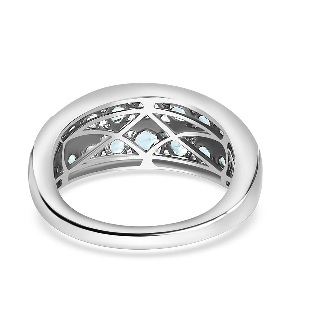 Blue Lagoon Apatite Ring in Rhodium Overlay Sterling Silver 1.916  Ct.