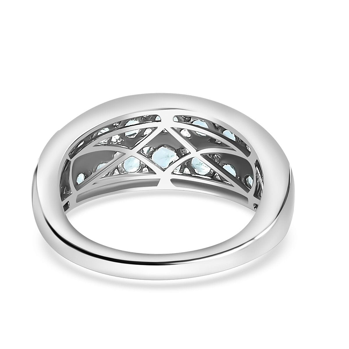 Blue Apatite Half-Eternity Ring in Rhodium Overlay Sterling Silver, 1.916  Ct. 7796813 5
