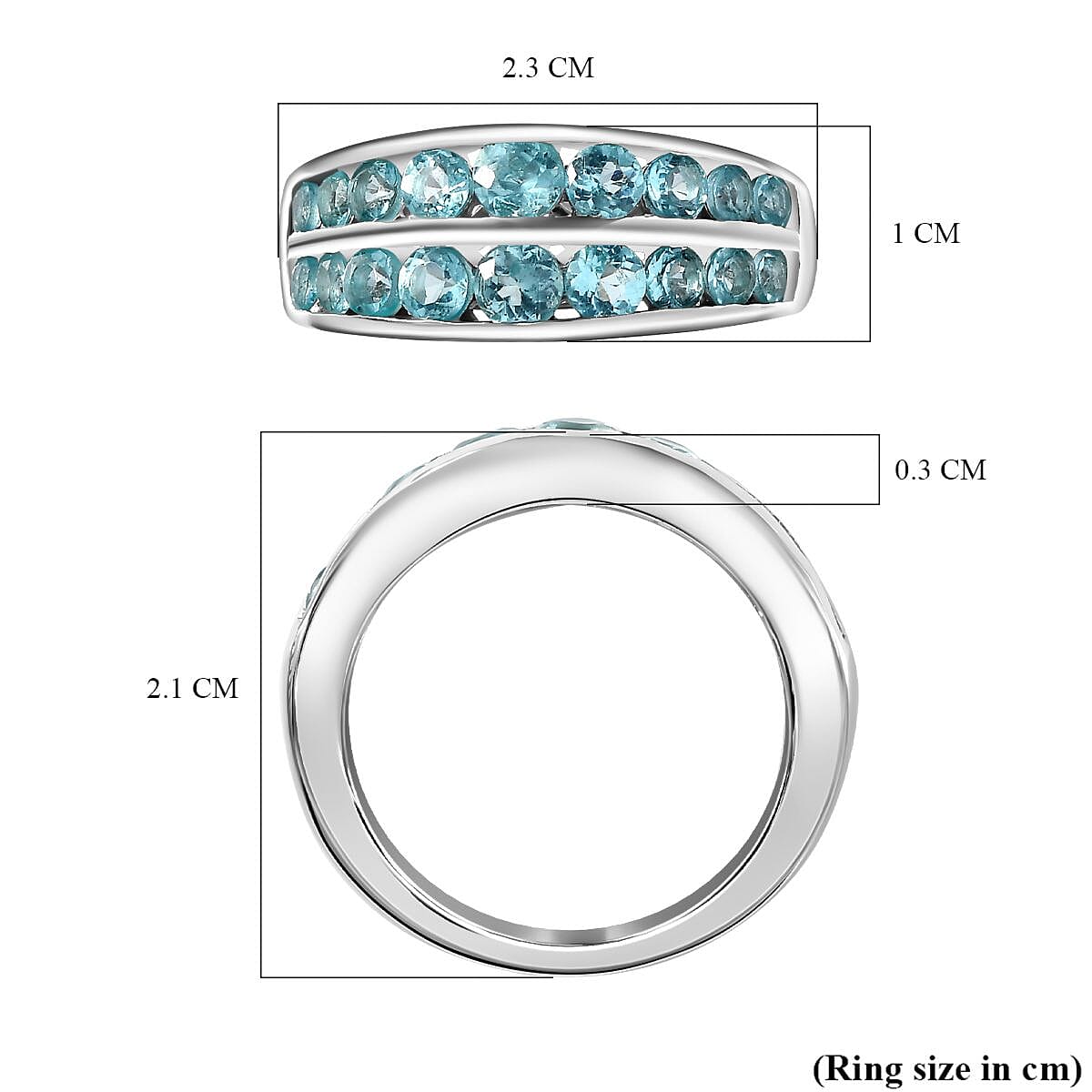 Blue Apatite Half-Eternity Ring in Rhodium Overlay Sterling Silver, 1.916  Ct. 7796813 6