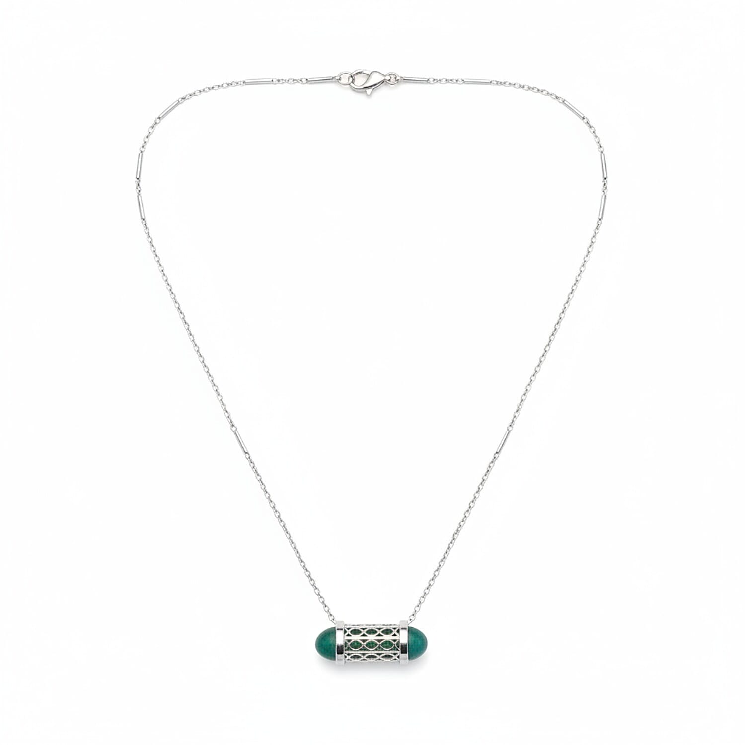 Blue Apatite Necklace (Size - 16 - 2 Ext) with Lobster Clasp in Rhodium Overlay Sterling Silver 8.00 Ct. 8180788 0