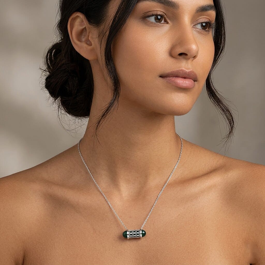 Blue Apatite Necklace (Size - 16 - 2 Ext) with Lobster Clasp in Rhodium Overlay Sterling Silver 7.50 Ct. 8180793 2