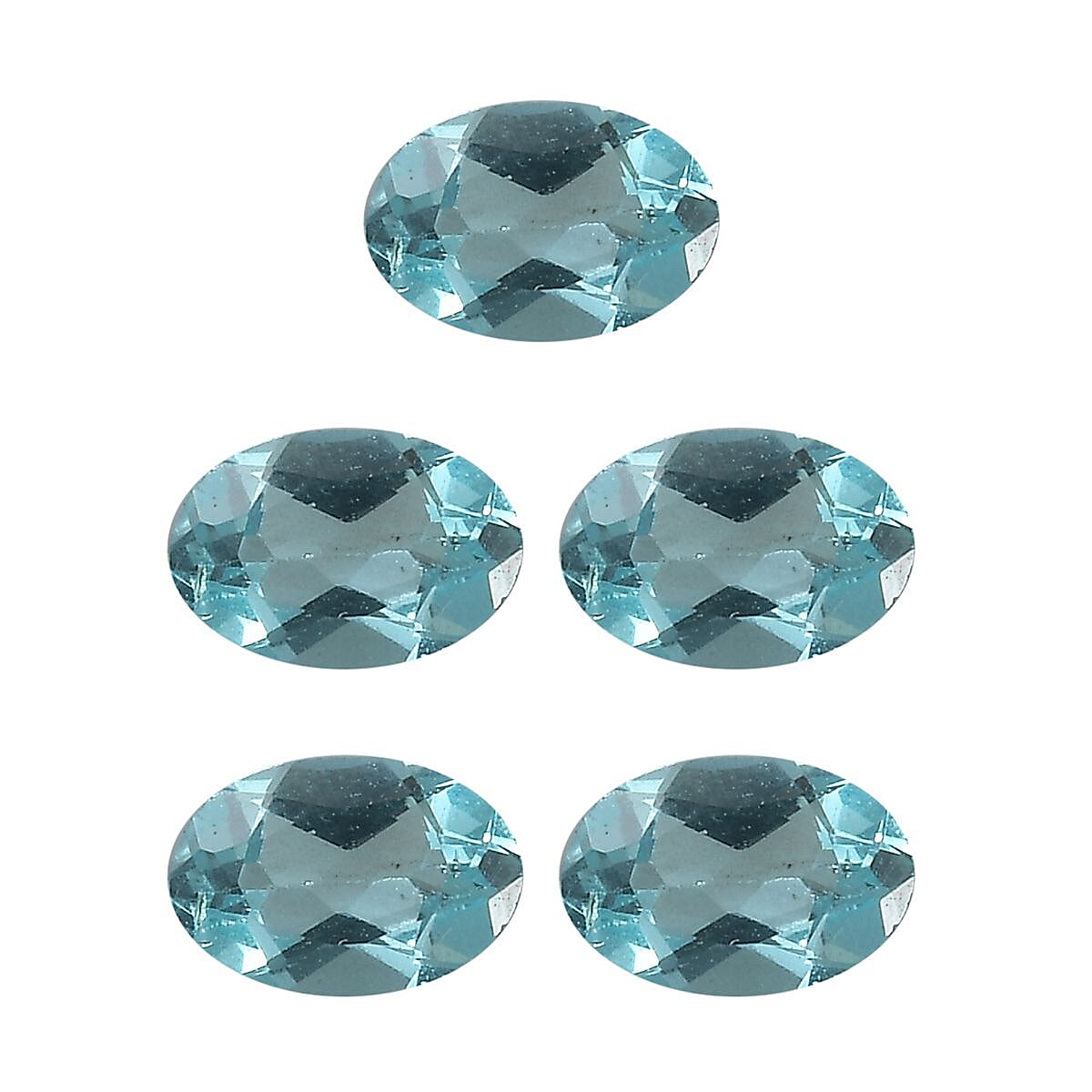 Set of 5 Blue Apatite Loose Gemstones in Oval Shape (6x4mm) 7936041 0