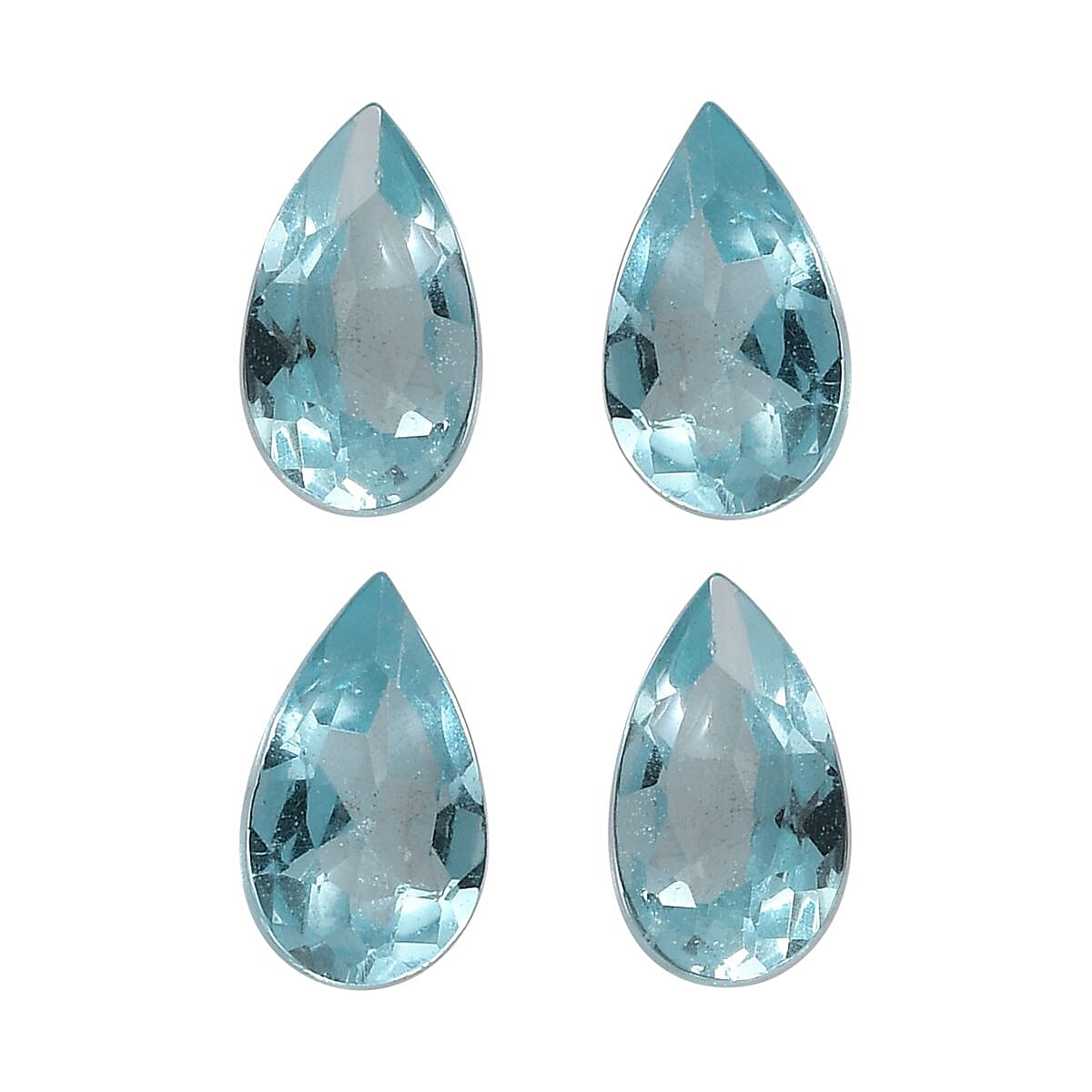 Set of 4 Blue Apatite Loose Gemstone in Pear Cut (5x3 mm) 7734278 0