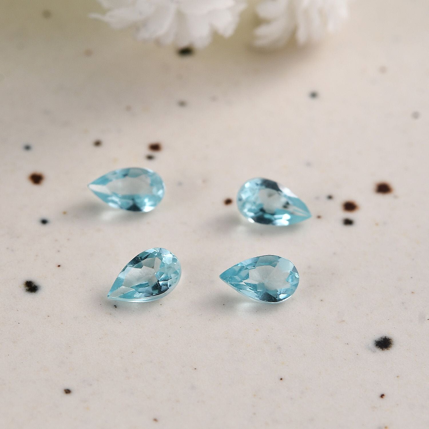 Set of 4 Blue Apatite Loose Gemstone in Pear Cut (5x3 mm) 7734278 1