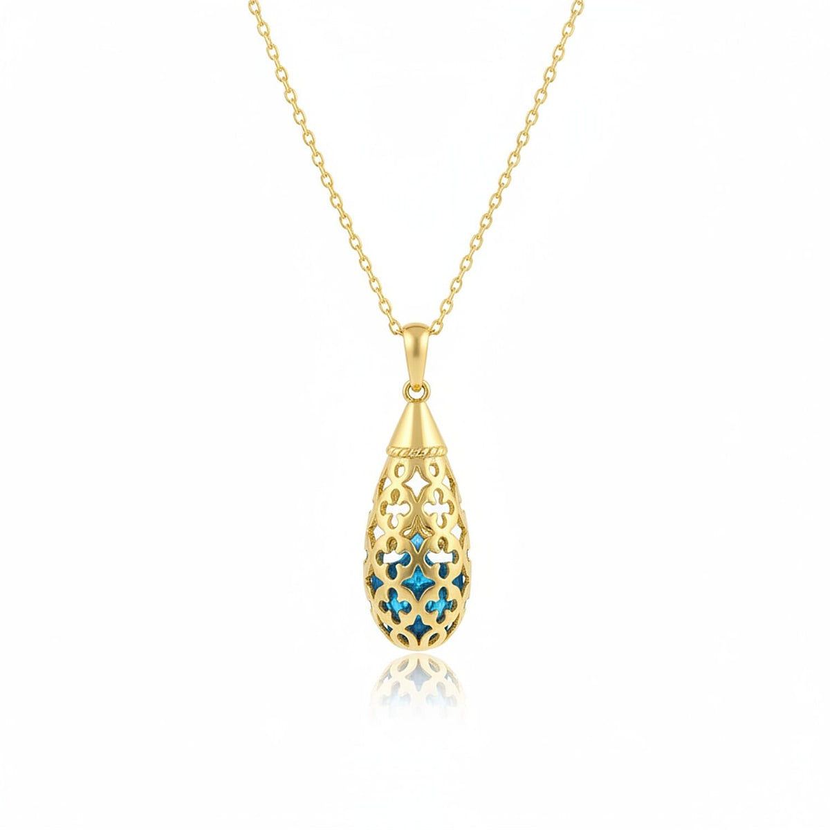Blue Apatite Pendant (Size 16 - 2 Ext) with Lobster Clasp in Yellow Gold Plating Sterling Silver 4.40 Ct, Silver Wt. 5.00 Gms. 8180625 0