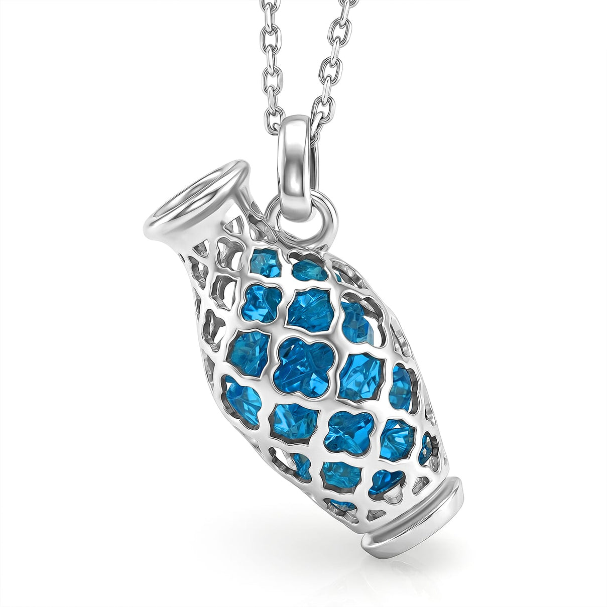 Blue Apatite Pendant with Chain (Size - 16-2 Ext) with Spring Ring Clasp Sterling Silver 5.80 Ct. 8179363 0