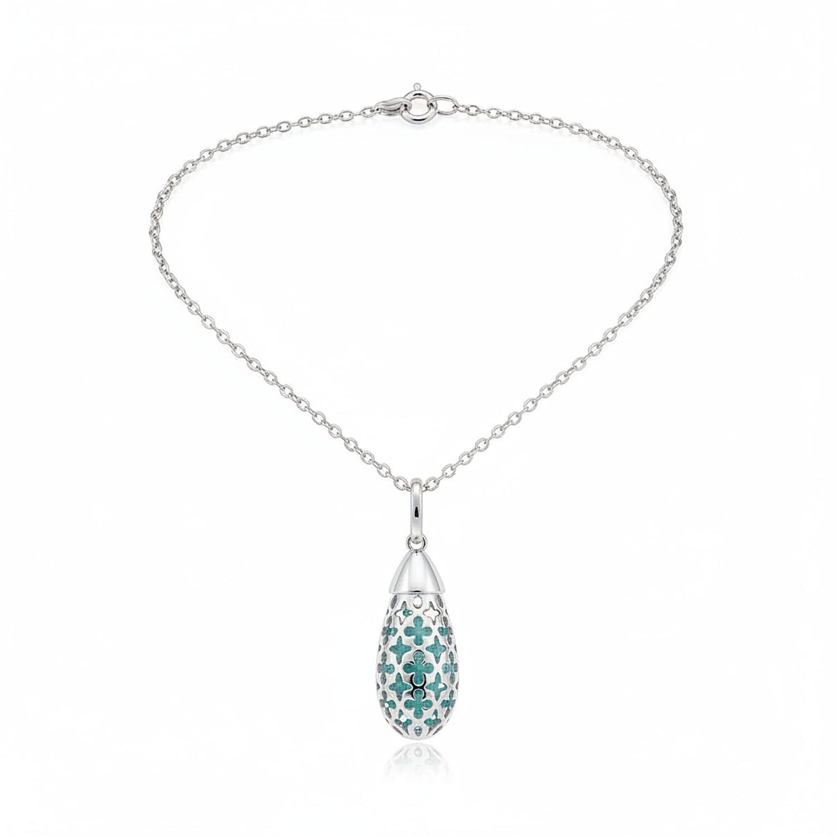 Blue Apatite Pendant with Chain (Size - 16-2 Ext) with Spring Ring Clasp in Rhodium Overlay Sterling Silver 5.00 Ct. 8179364 0
