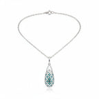 Blue Apatite Pendant with Chain (Size - 16-2 Ext) with Spring Ring Clasp in Rhodium Overlay Sterling Silver 5.00 Ct.