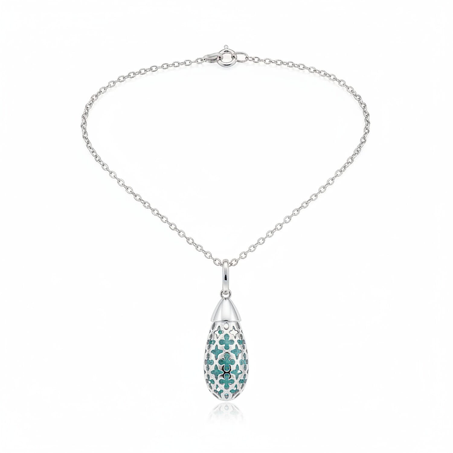 Blue Apatite Pendant with Chain (Size - 16-2 Ext) with Spring Ring Clasp in Rhodium Overlay Sterling Silver 5.00 Ct. 8179364 0