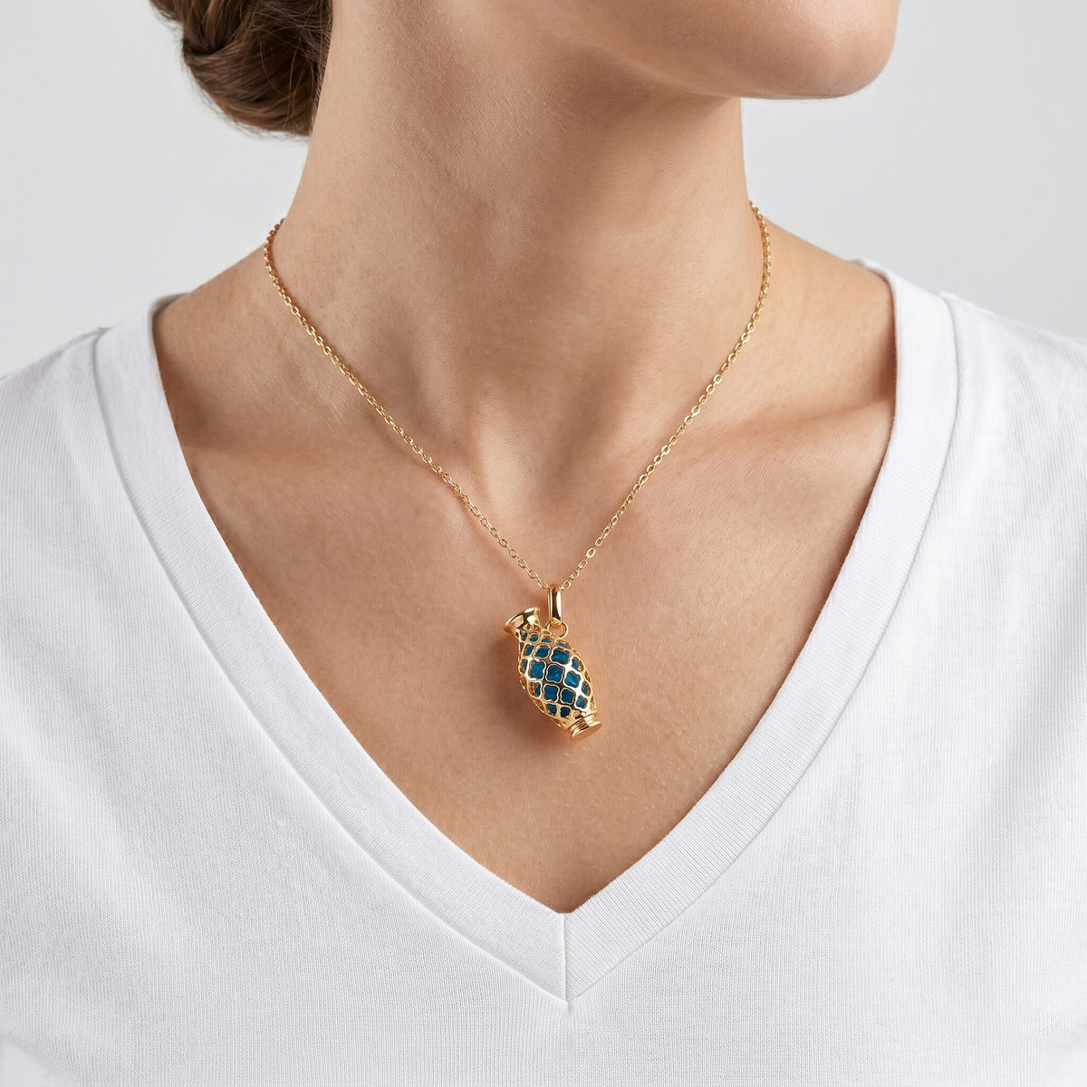 Blue Apatite Pendant with Chain (Size - 16-2 Ext) with Spring Ring Clasp in Yellow Gold Plated Sterling Silver 5.00 Ct. 8180615 7