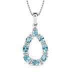Blue Lagoon Apatite Pendant with Chain (Size 20) in Rhodium Overlay Sterling Silver Wt. 5.9 Gms 2.800  Ct.