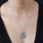 Blue Lagoon Apatite Pendant with Chain (Size 20) in Rhodium Overlay Sterling Silver Wt. 5.9 Gms 2.800  Ct.