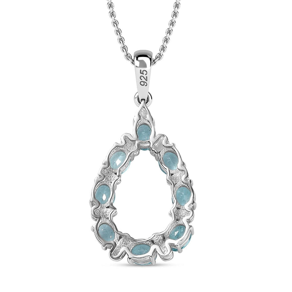 Blue Lagoon Apatite Pendant with Chain (Size 20) in Rhodium Overlay Sterling Silver Wt. 5.9 Gms 2.800  Ct.