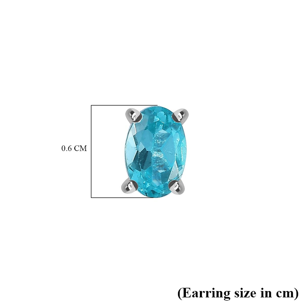Blue Apatite  Solitaire Stud Push Post Earrings in Platinum Overlay Sterling Silver 1.00 ct  1.044  Ct. 7795887 5
