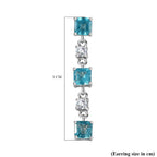Blue Lagoon Apatite &  White Zircon Dangling Earring in Rhodium Overlay Sterling Silver 2.50 ct