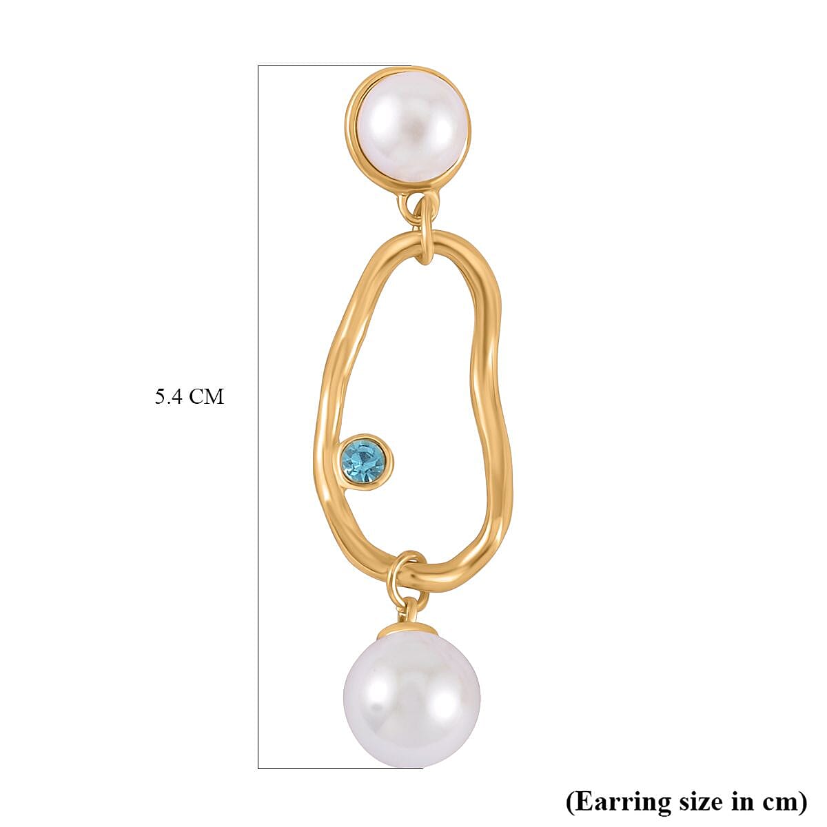 Blue Austrian Crystal &amp; White Shell Pearl Earrings 7606256 7