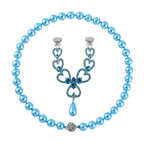 Blue Austrian Crystal and Sleeping Beauty Colour Shell Pearl  Necklace (Size - 23)