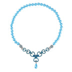 Blue Austrian Crystal and Sleeping Beauty Colour Shell Pearl  Necklace (Size - 23)