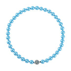Blue Austrian Crystal and Sleeping Beauty Colour Shell Pearl  Necklace (Size - 23)