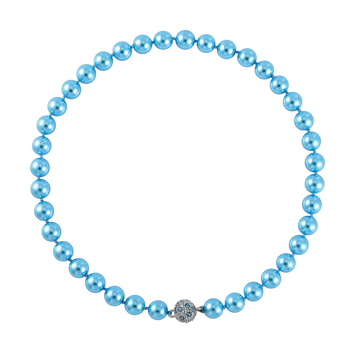 Blue Austrian Crystal and Sleeping Beauty Colour Shell Pearl  Necklace (Size - 23) 7280404 3