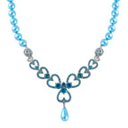 Blue Austrian Crystal and Sleeping Beauty Colour Shell Pearl  Necklace (Size - 23)