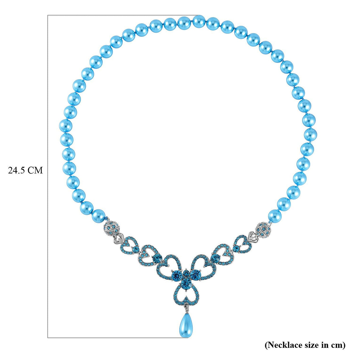 Blue Austrian Crystal and Sleeping Beauty Colour Shell Pearl  Necklace (Size - 23) 7280404 5