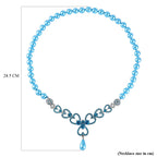 Blue Austrian Crystal and Sleeping Beauty Colour Shell Pearl  Necklace (Size - 23)