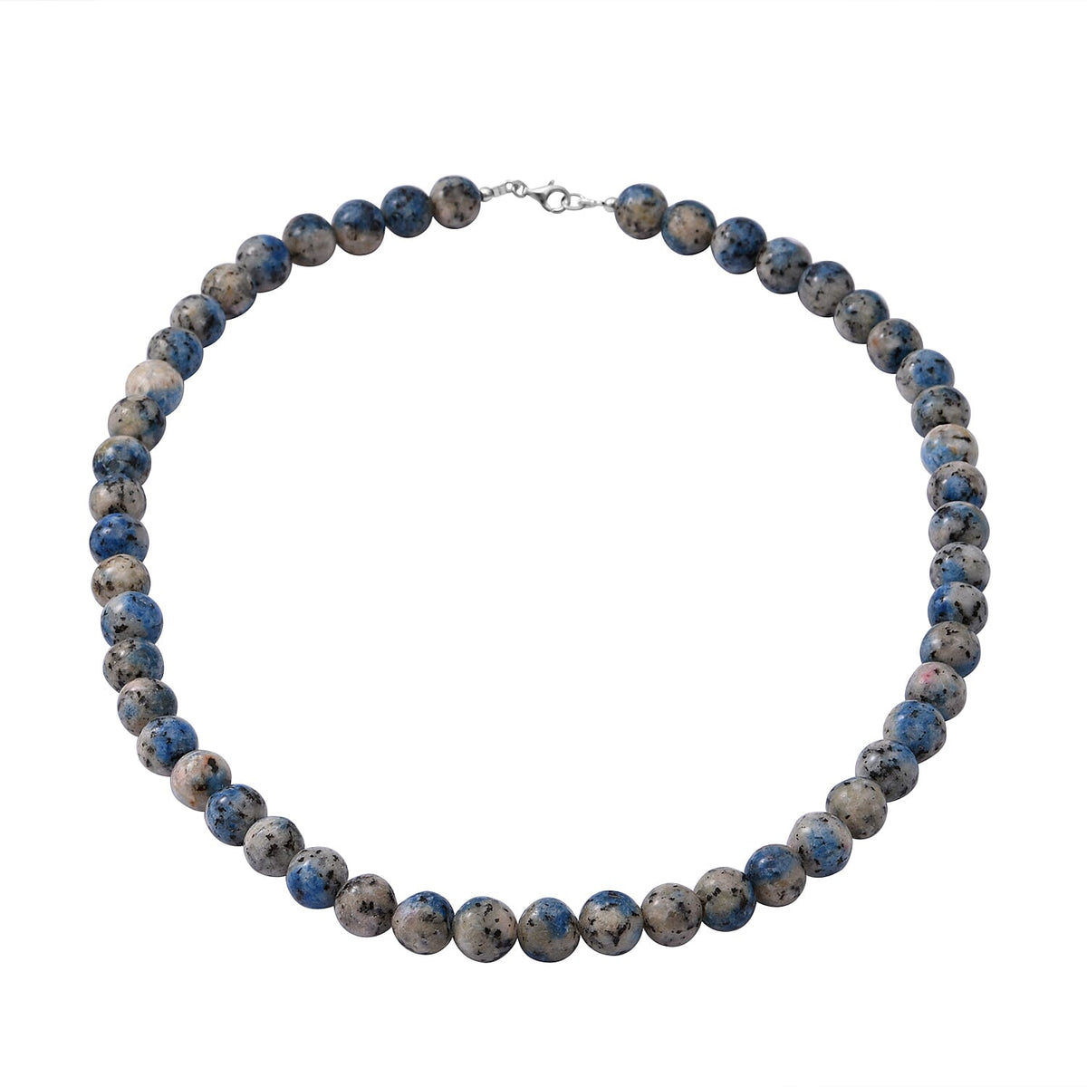 Blue Azurite Granite Necklace (Size - 20) with Lobster Clasp in Rhodium Overlay Sterling Silver 300.00 Ct. 8962130 0