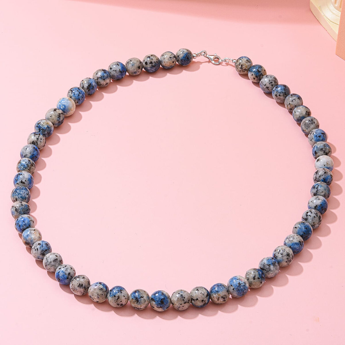 Blue Azurite Granite Necklace (Size - 20) with Lobster Clasp in Rhodium Overlay Sterling Silver 300.00 Ct. 8962130 1
