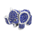 Blue & Black Crystal Glamorous Elephant Theme Necklace (Size - 24-2 Ext) in Silver Tone