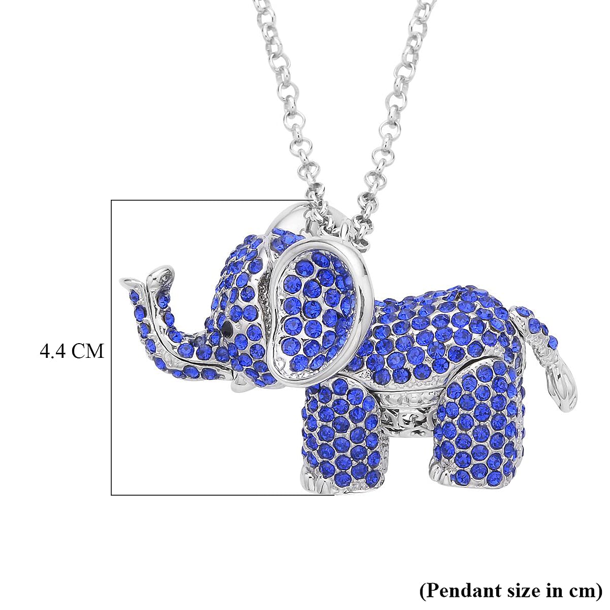 Blue &amp; Black Crystal Glamorous Elephant Theme Necklace (Size - 24+2 Ext) in Silver Tone V32513123 6