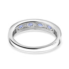 New Arrival - Blue Ceylon Sapphire ring with White Diamonds in Platinum Overlay Sterling Silver