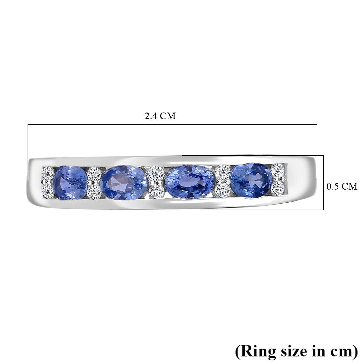 New Arrival - Blue Ceylon Sapphire ring with White Diamonds in Platinum Overlay Sterling Silver 7754561 6