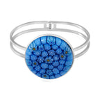 Blue Color Murano Glass Bangle in White Tone 25.00 Ct.