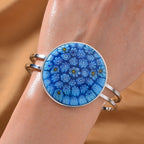 Blue Color Murano Glass Bangle in White Tone 25.00 Ct.