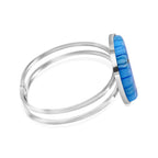 Blue Color Murano Glass Bangle in White Tone 25.00 Ct.