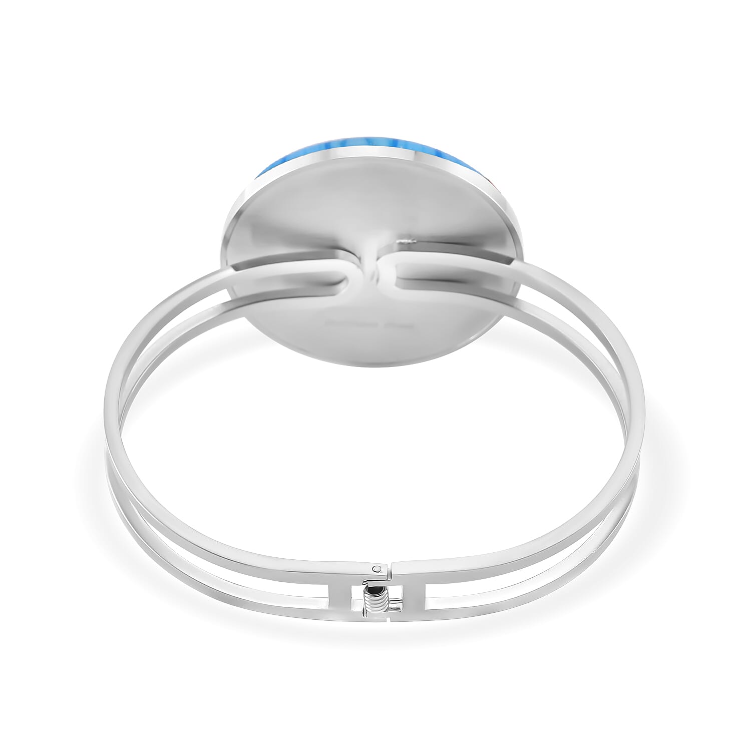 Blue Color Murano Style Glass Bangle (Size 7.5) in White Tone 25.00 Ct. V32513356 4