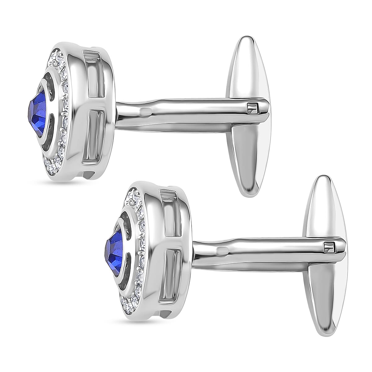 Blue Crystal CuffLink in Silver Colour Tone 8182888 4