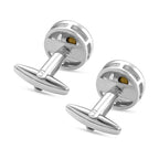 Blue Crystal CuffLink in Silver Colour Tone
