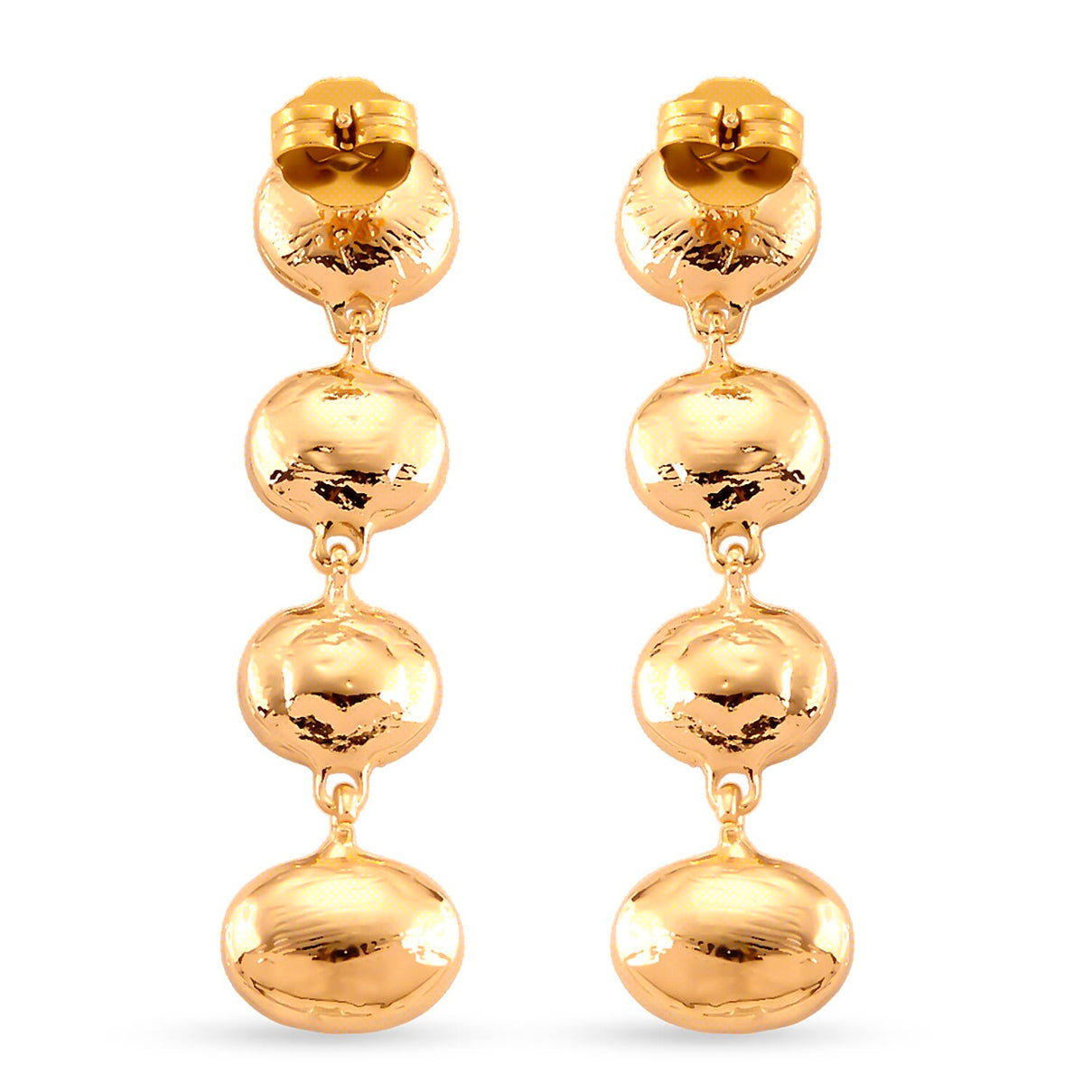 Blue Crystal Dangling Earring with Push Back in Yellow Gold Tone V32372315 4