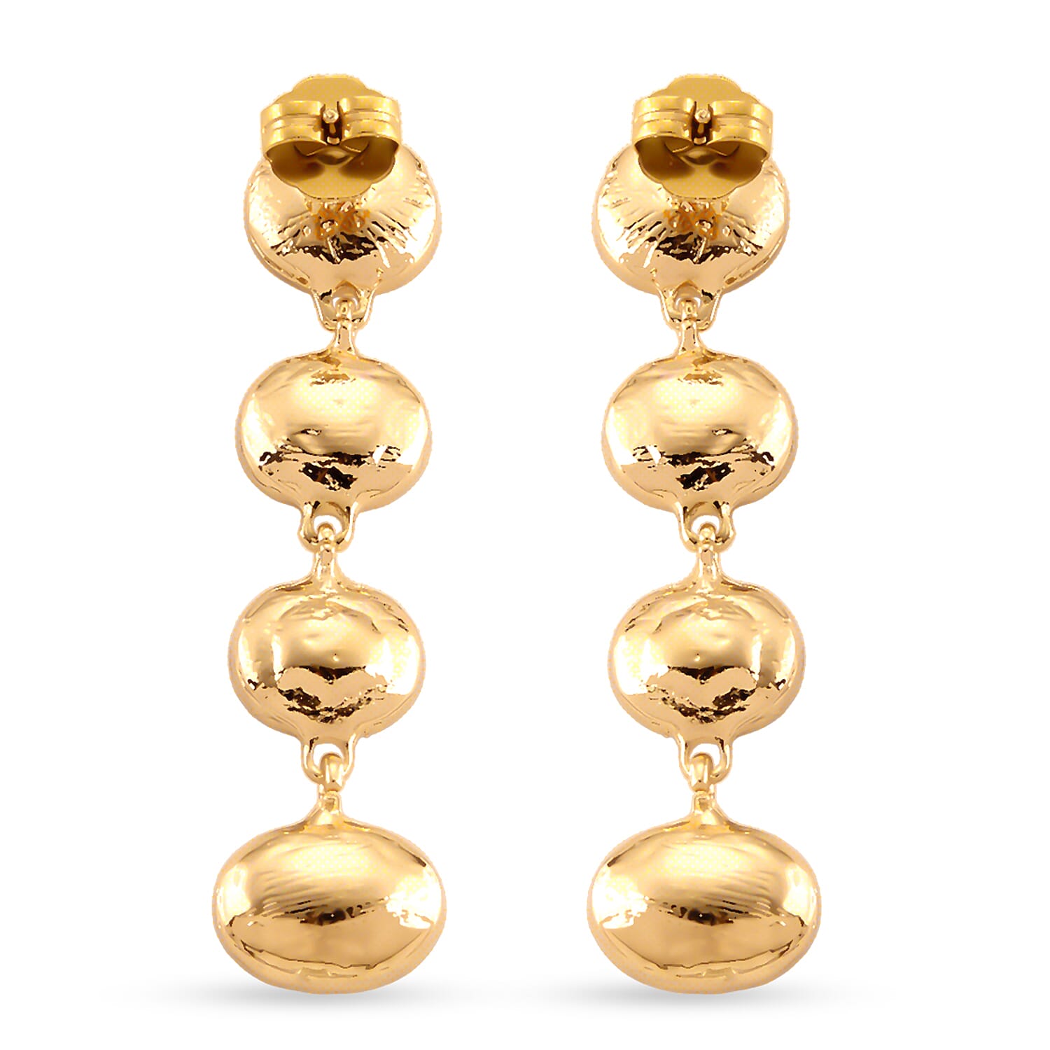 Blue Crystal Dangling Earring with Push Back in Yellow Gold Tone V32372315 4