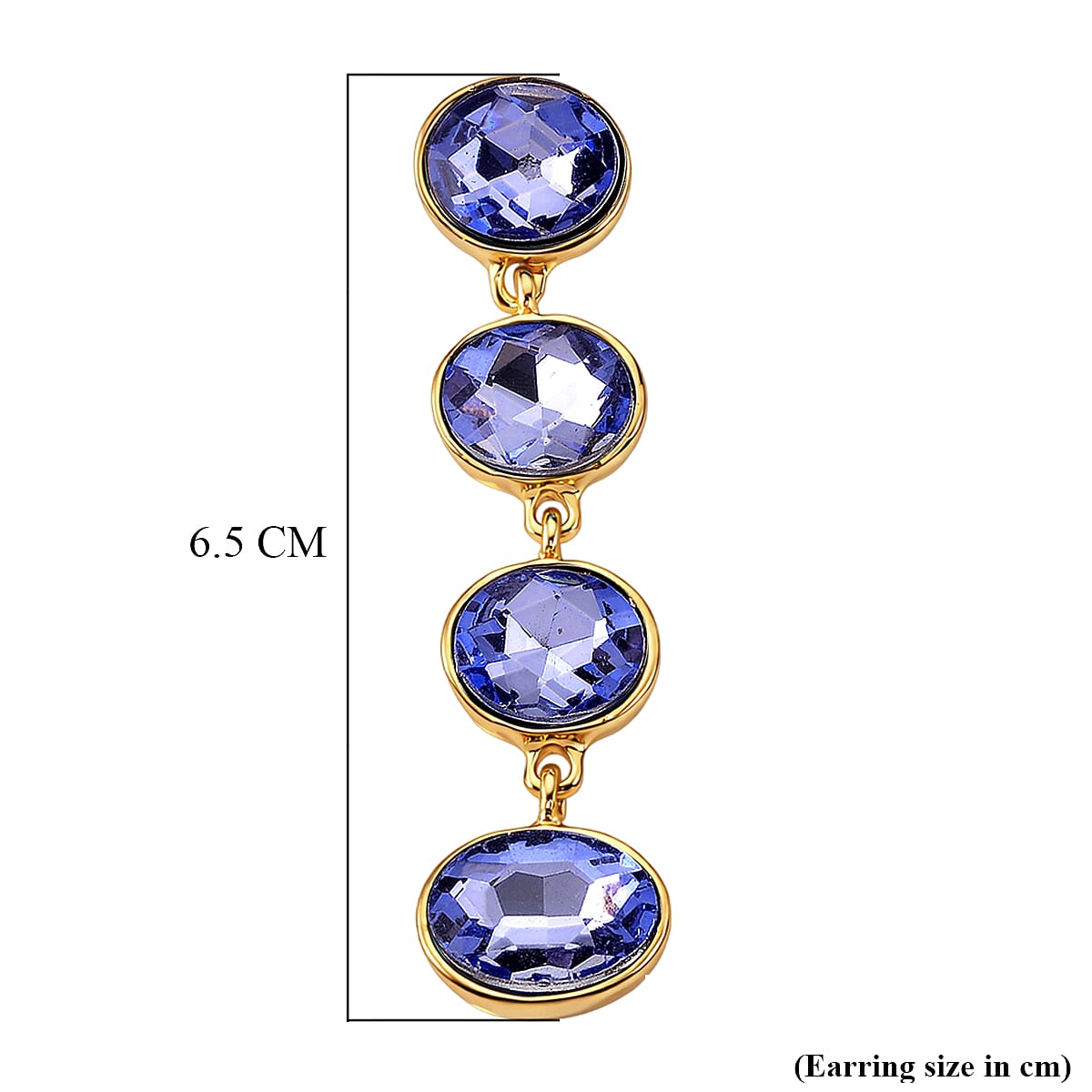 Blue Crystal Dangling Earring with Push Back in Yellow Gold Tone V32372315 5