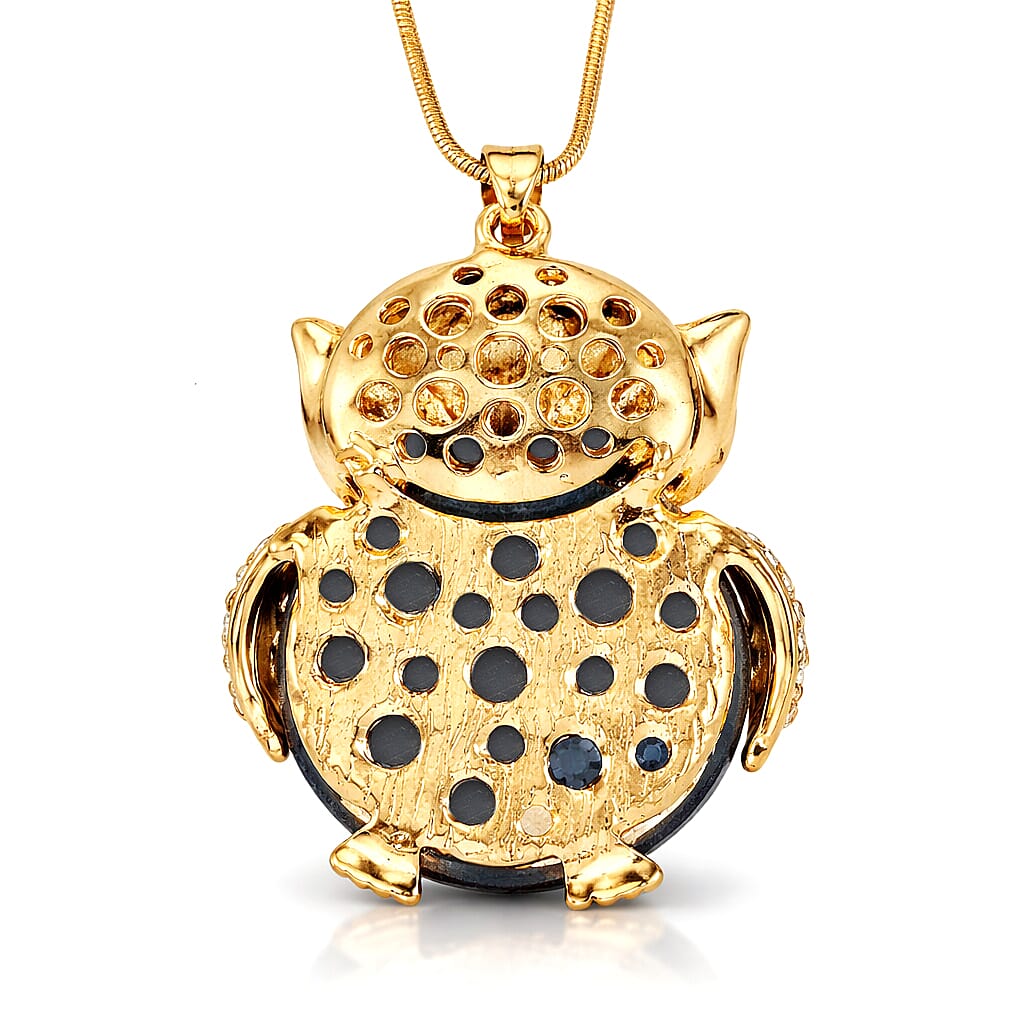 Blue &amp; White Crystal Owl Pendant With Snake Necklace (Size - 28+2 Ext) With Lobster Clasp V32512870 5