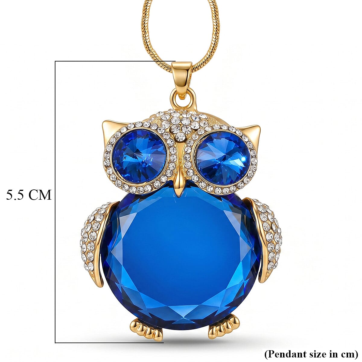 Blue &amp; White Crystal Owl Pendant With Snake Necklace (Size - 28+2 Ext) With Lobster Clasp V32512870 7