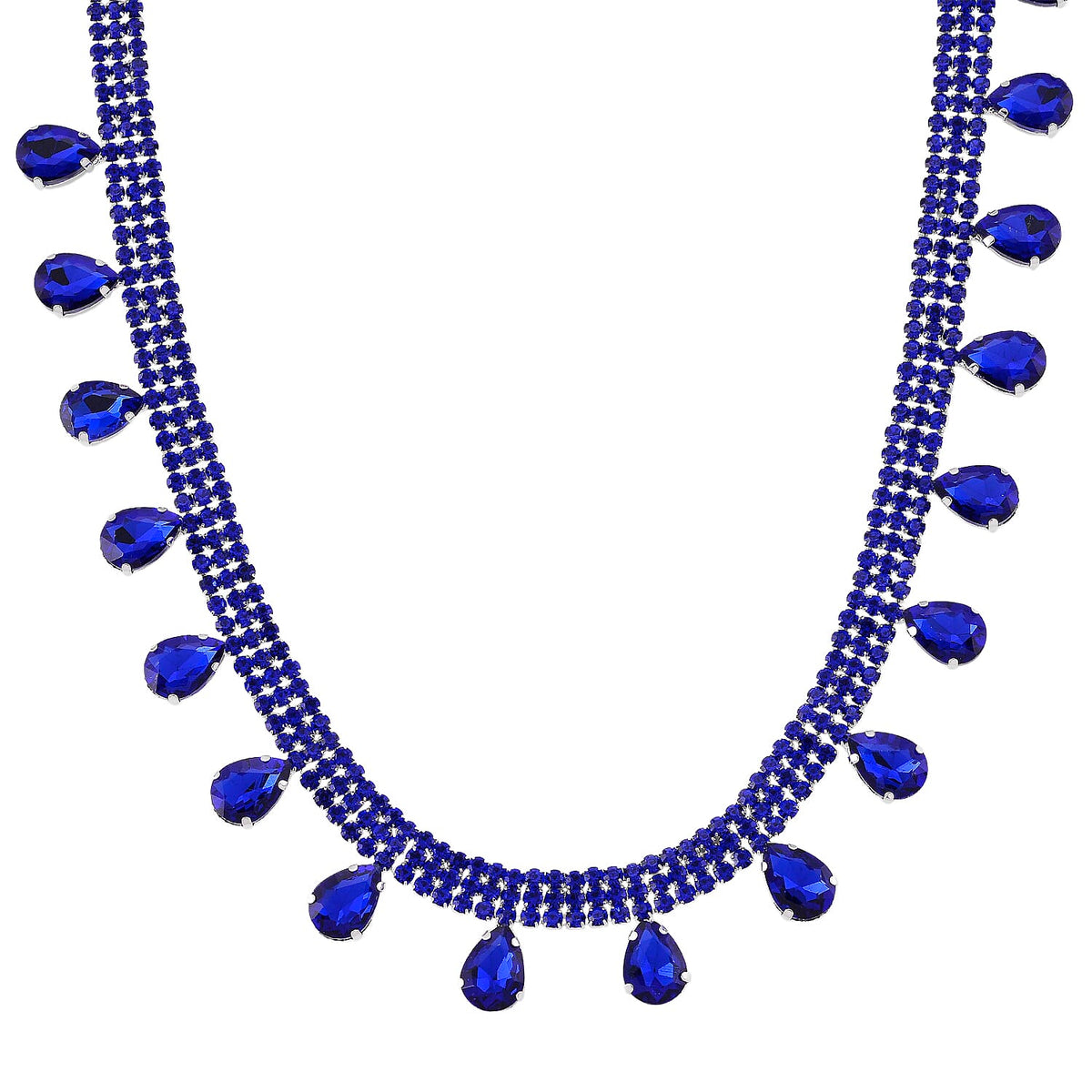 New York Closeout - Sapphire Blue Colour Crystal Necklace (Size - 16+3) V32520816 0