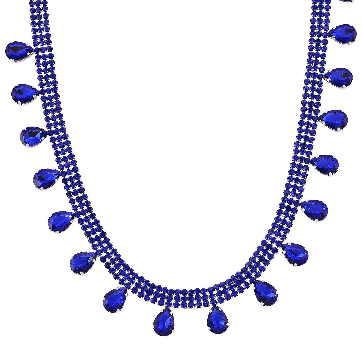 New York Closeout - Sapphire Blue Colour Crystal Necklace (Size - 16+3) V32520816 0