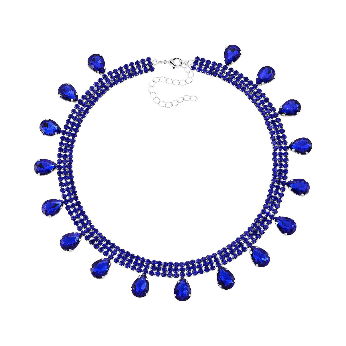 New York Closeout - Sapphire Blue Colour Crystal Necklace (Size - 16+3) V32520816 4